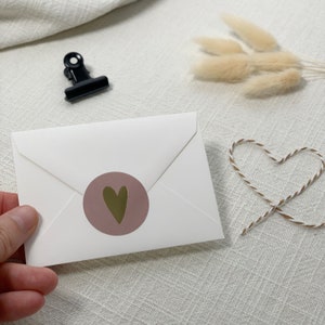 Aufkleber mit Herz rosa mit Goldeffekt, Sticker, Etiketten, Gold
