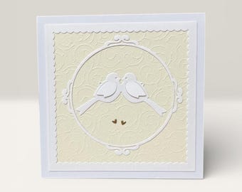 Handmade wedding card • romantic doves • wedding congratulations card • 15 x 15 cm • square with envelope • cash gift