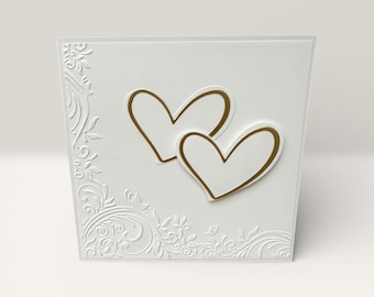 Wedding card • Golden hearts • Elegant wedding congratulations card • Timeless & sophisticated • Handmade wedding card