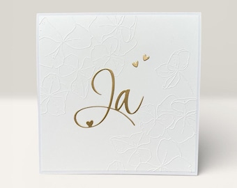 Wedding card • Yes • Embossed with gold • Elegant wedding congratulations card • Timeless & sophisticated • Handmade