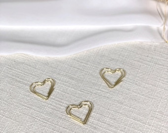 Clips heart gold, set of 5, decorative clips