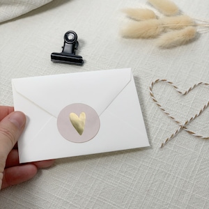 Aufkleber mit Herz rosa und gold, Sticker, Etiketten