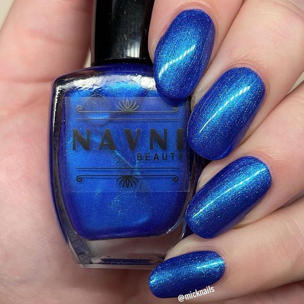 Blue Wave - Periwinkle blue nail polish with duochrome teal/turquoise shimmer