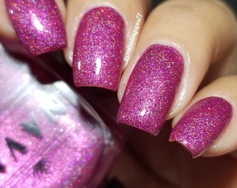 Pezzottaite Nail Polish – Vibrant Pink Holographic Glitter