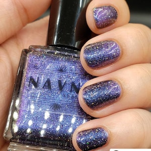 Night Shift - blue purple gold multichrome holographic shreds nail polish