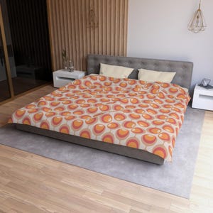 Mid Century Modern Duvet Cover Orange Retro Aesthetic Home Decor MCM Geometric Pattern Bedding For Newlyweds Housewarming Gift New Home