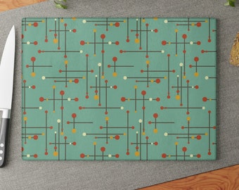 Glass Cutting Board | Mid Century Modern | Fifties | 50s Pattern | Retro Kitchenware