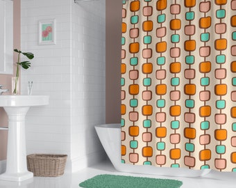 Cute Shower Curtains Retro Sixties Pattern Colorful 60's Print Vintage Aesthetic Home Decor Gift For Housewarming Her His New Home Bathroom