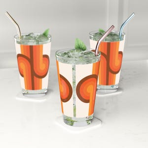 Retro Cocktail Glass: Mid Century Modern Orange Brown Barware