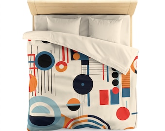 Bauhaus Print Duvet Cover: Retro Abstract Art Bedding Twin Queen and King Sizes Bold Bedroom Decor Update Housewarming Gift New Home