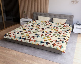 Mid Century Modern Duvet Cover: Färgglatt geometriskt sängkläder