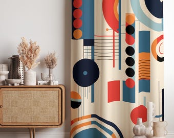 Cortina opaca Bauhaus: Decoración retro moderna de mediados de siglo para el hogar