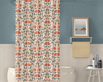 Tenda da doccia floreale in stile Art Nouveau, decorazione vintage femminile per il bagno, idea regalo per la mamma, inaugurazione della casa, compleanno.