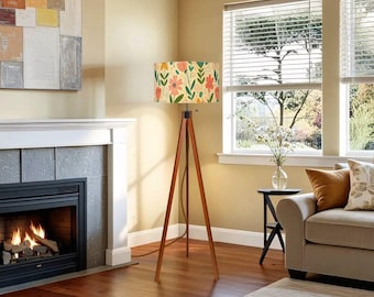 Floral Tripod Floor Lamp Cottagecore Standing Light Botanical Living Room Lighting Garden Inspired Accent Piece Home Decor