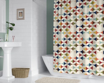 Shower Curtains Mid Century Modern Aesthetic Home Decor Bathroom Accessories Colorful Curtains Bath Shower MCM Geometric Design Stylish Gift