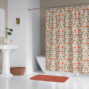 Shower Curtains Floral Art Nouveau Pattern