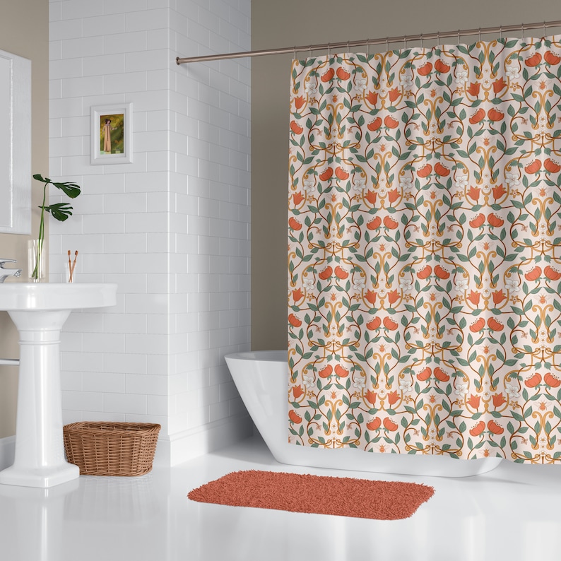 Shower Curtains Floral Art Nouveau Pattern