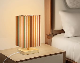 Retro Striped Table Lamp Mid Century Modern Colors Bedside Light Scandinavian Accent Lighting Colorful Bedroom Home Decor
