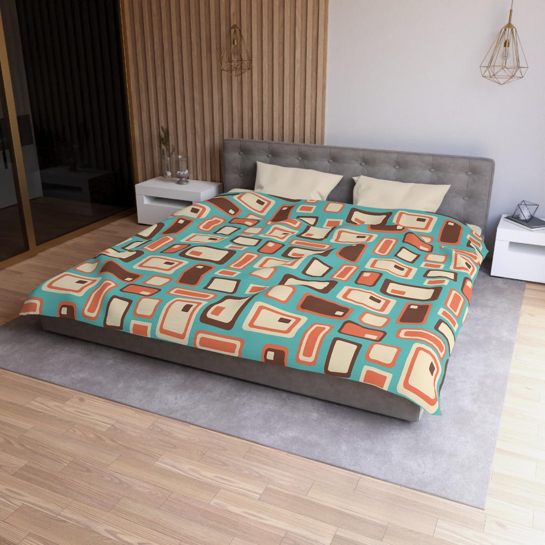 Mid Century Modern Pattern Colorful Geometric Duvet Cover Bedding Home ...