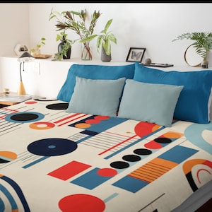 Dekbedovertrek met Bauhaus-print: beddengoed met retro abstracte kunst