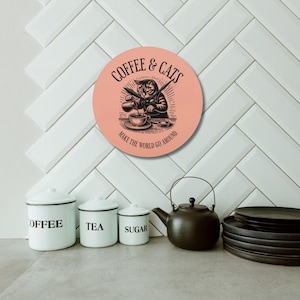 Kitschy Cat Wall Clock: Retro Coffee Lover Kitchen Decor