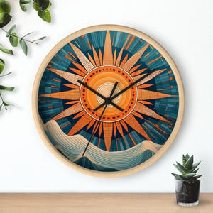 Horloge murale Starburst : design moderne MCM Sunburst Mid-Century