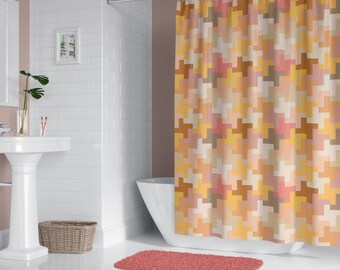Boho Shower Curtains Colorful Bathroom Accessories Mid Century Geometric MCM Pattern Housewarming Gift Ideas For New Home First Apartment