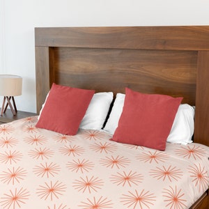 Duvet Cover | Queen | King | Twin | Twin XL | Mid Century Modern | Starburst Pattern | Pink and Rust