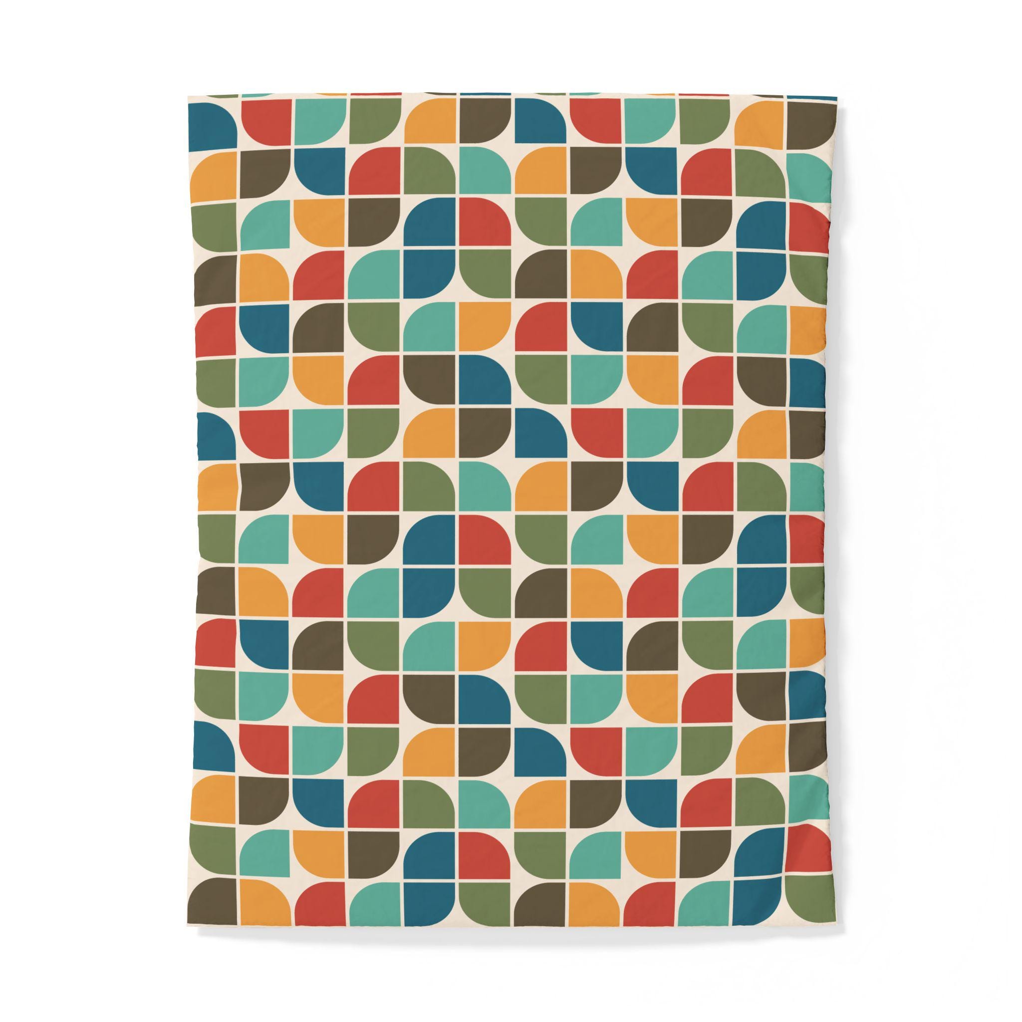 Patterned Tex Mid-century Geometric Pattern OEKO-TEX® Cotton Duvet Cover MCM Colorful ...