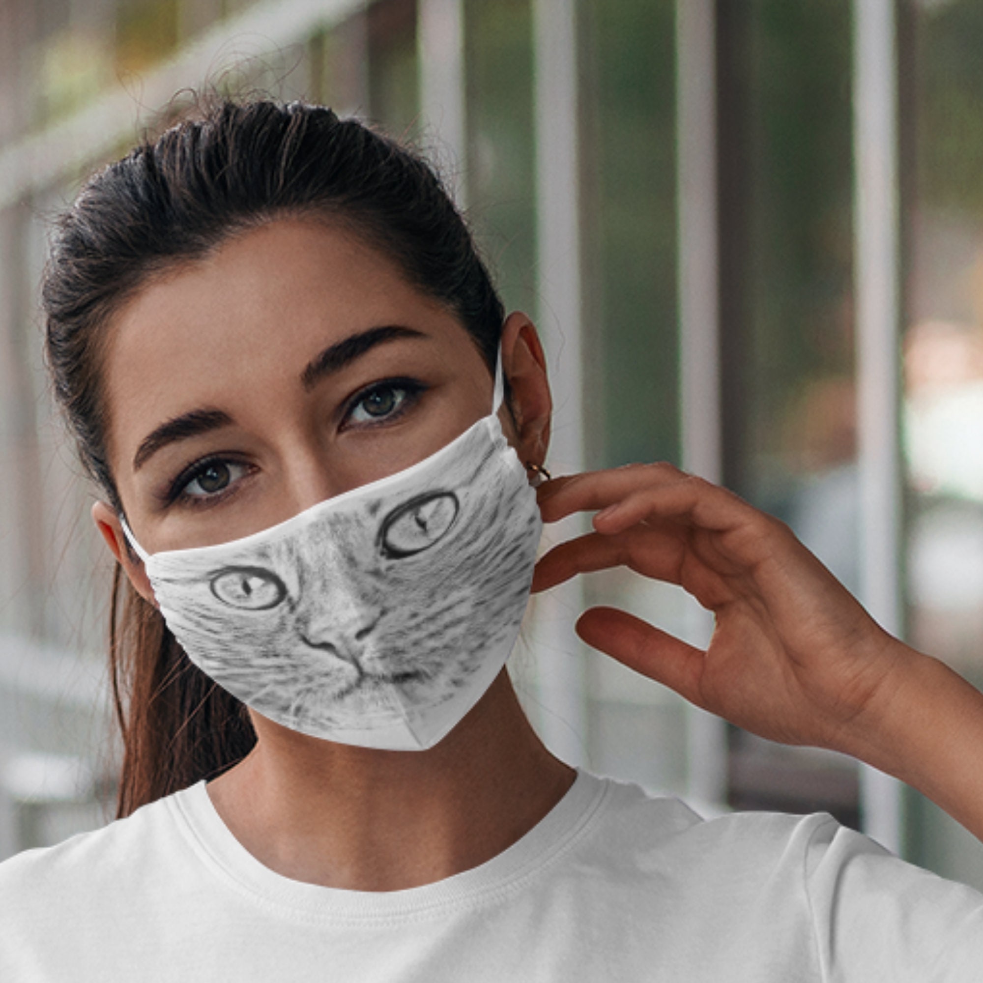 Cat Face Mask Face Covering Masks With Carbon Filter Pocket Etsy