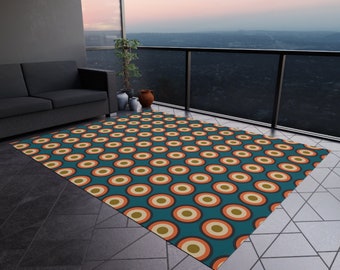 Outdoor Rug Fun Backyard Decor Garden Area Rug For Patio Entryway Mat Bold Mid Century Geometric Pattern Retro Housewarming Gift New Home