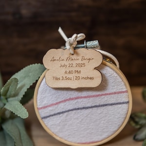 Personalized Baby Keepsake Ornament | Custom Birth Stats Fabric Memory Hoop