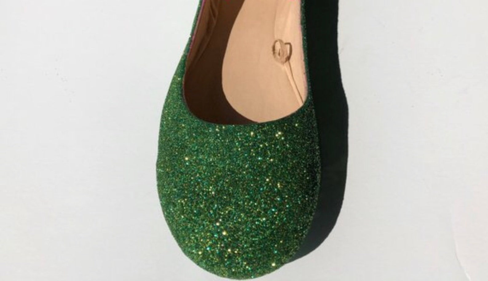 bridal flat emerald green & gold glittered ballet flats *free u.s shipping* jcodanseur shoes