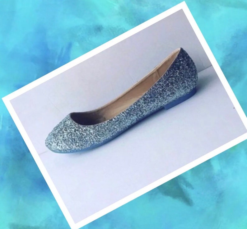 Wedding Blue Ballet Flat Women\u2019s Custom Easter Turquoise Glittered Ballet Flats wBlue Bottoms *Free U.S Shipping* JCoDanseur Shoes