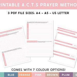 Prayer Journal Printable | ACTS Prayer Method | women&#39;s prayer journal | Reflection Notes PDF | Daily Prayer Planner