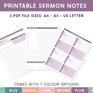 Sermon Notes Printable , Sermon Summary Note, Christian Planner Printable, A4, A5 and Letter, Christian Faith Planner Inserts PDF Download
