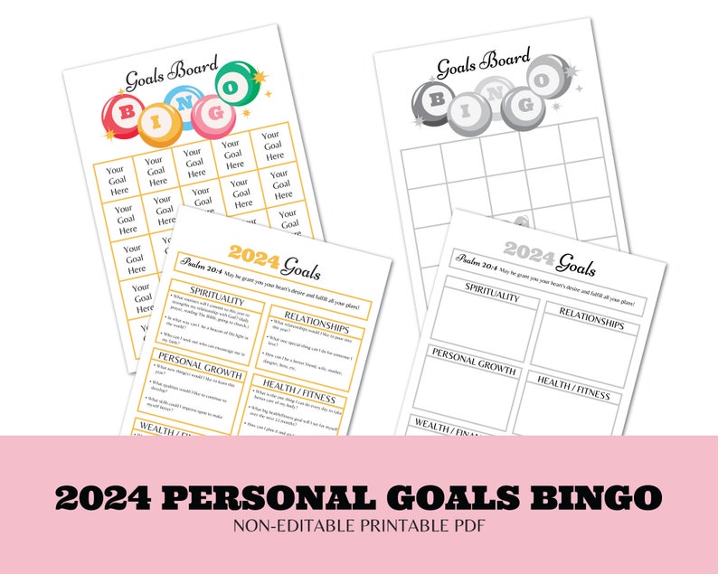 2025 Personal Goals Bingo Vision Board Perfect for Goal Setting Etsy