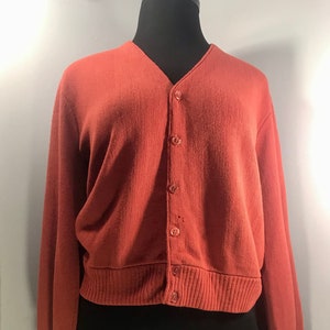 vintage Union Made Burnt Orange Cardigan Taille Grande.