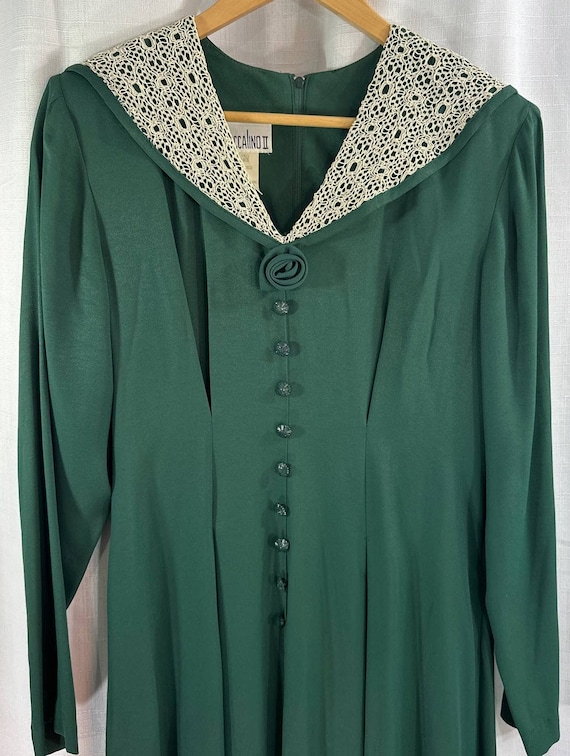 Nina Piccalino II Emerald Green 1980s Vintage Dres