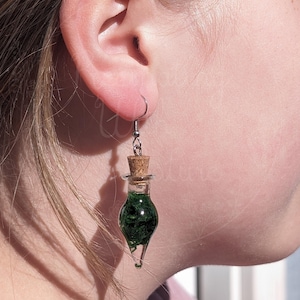 Real Moss Terrarium Earrings: Cottagecore Nature Dangle Earrings