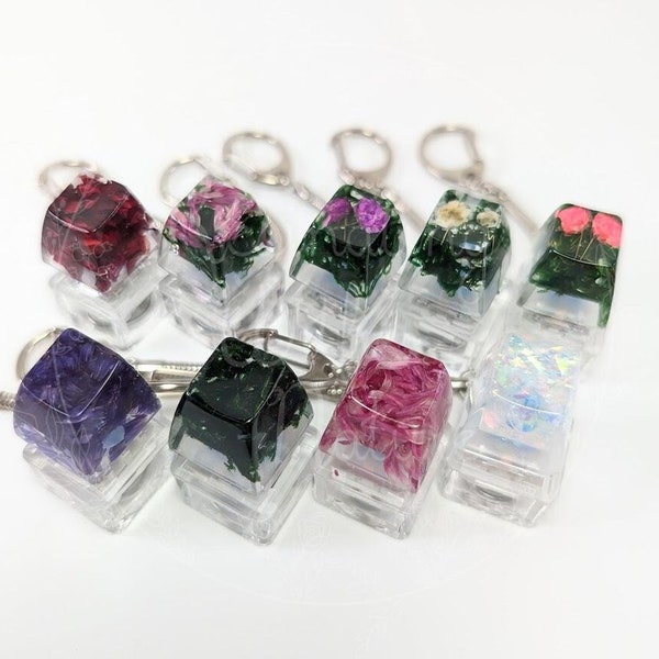 Interactive Light-Up Keycap Fidget Keychains, Handcrafted fidget, Resin Flower fidgets, Sensory Stress Relief, Portable Fidget Toy