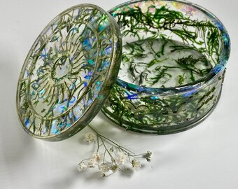 Astrology Jewelry Box, Holographic Astrology Box, Real Moss Box, Horoscope Box