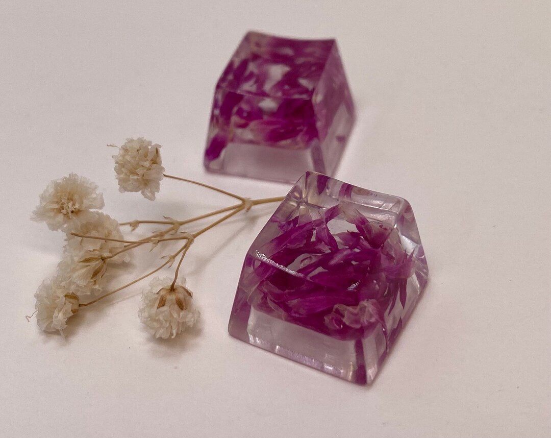 Flower Petal Artisan Keycap, Floral Resin Keycap, Purple Flowers
