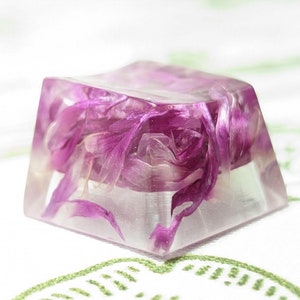 Flower Petal Artisan Keycap, Floral Resin Keycap, Purple Flowers, Natural Cute Keycap, OEM SA Escape Keycap