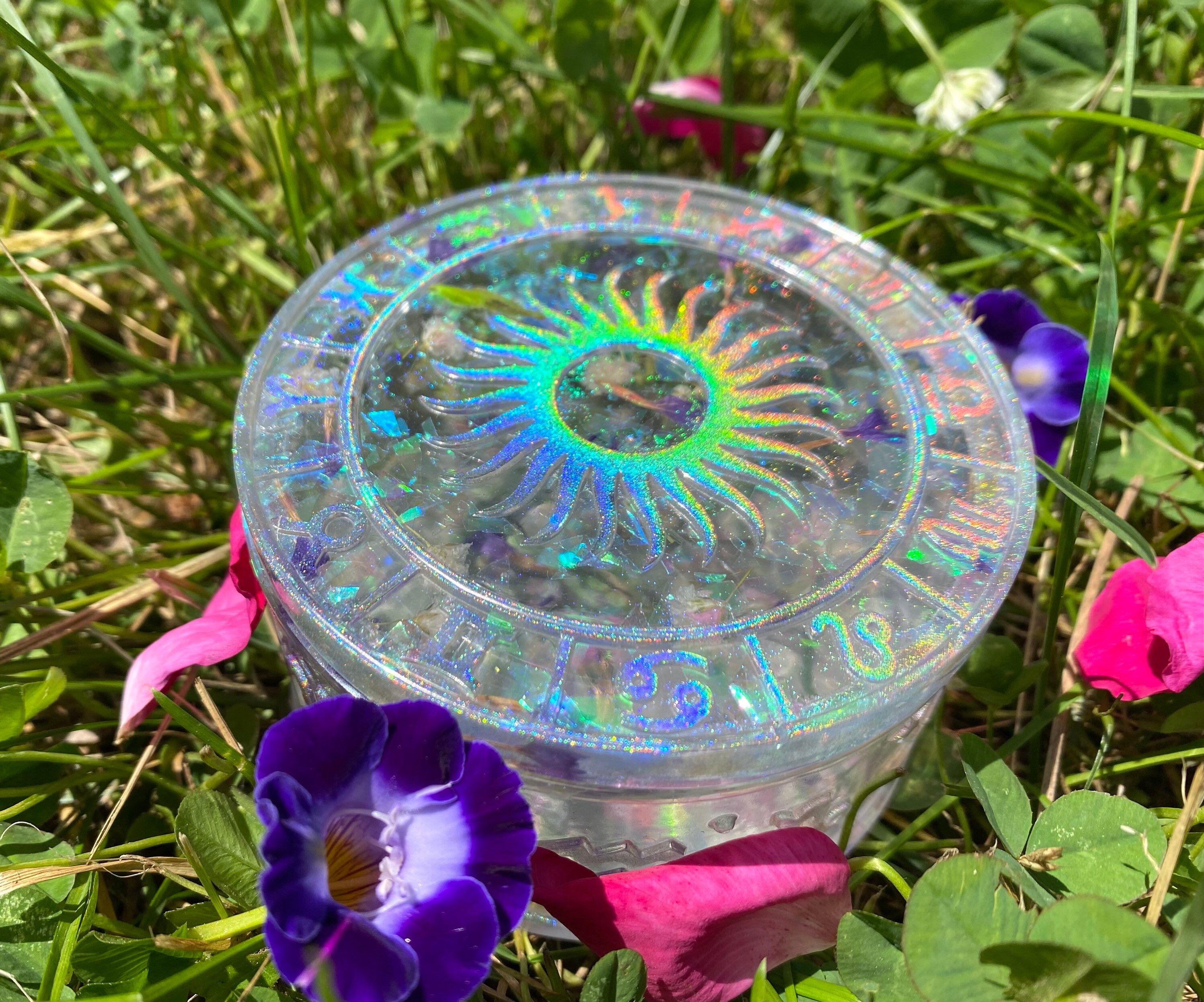 Holographic Astrology Jewelry Box Real Flower Holographic Etsy