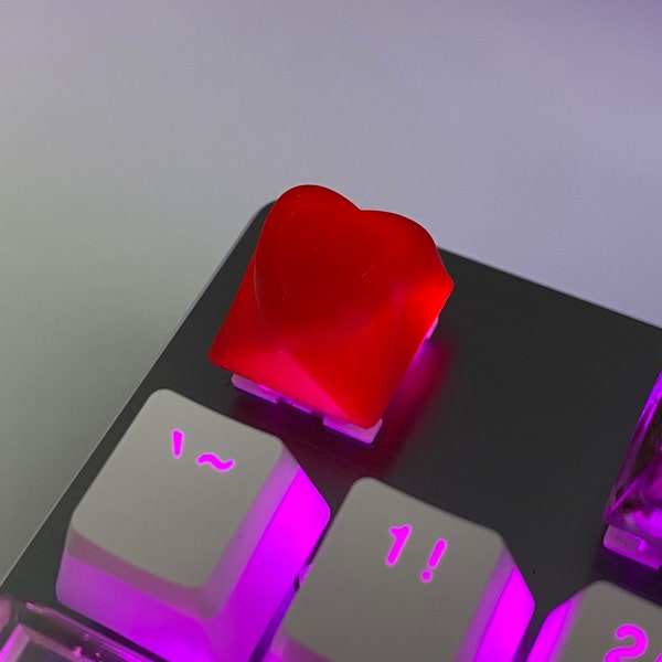 Red Heart-Shaped Keycap, Romantic Keyboard Upgrade, Love Symbol, Passionate Design, MX-Style Escape Keycap, Glowing Red, Valentine Keyboard