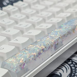 Holographic Glitter Artisan Spacebar, Sparkly 6.25u Resin Spacebar, Cosmic Keyboard Accessory, Shimmering Cute Personalized Design, MX-Style