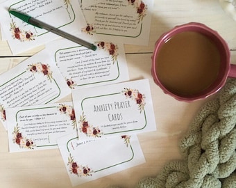 Anxiety Prayer Cards Instant Download /Prayer /Stress relief /Spiritual guidance /Bible /Printable Prayers/ Christian Scripture/ Meditation