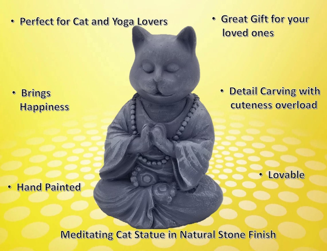 5 Buddha Cat Statue in Meditating Cat Figurine Pose for Etsy