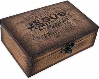 Religiöse Holzschmuckschatulle | Mutter Mary Design Gebetsbox | Michael Erzengel Trinket Box | Jesusandenken (6.5x4.3 ")